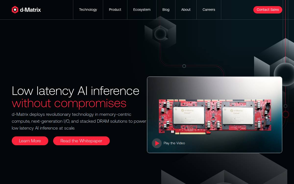 D-Matrix AI Inference Acceleration website preview