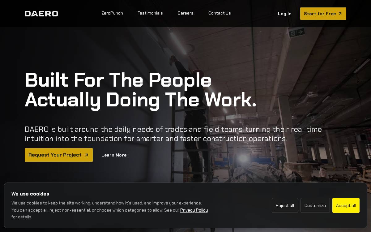 DAERO website preview