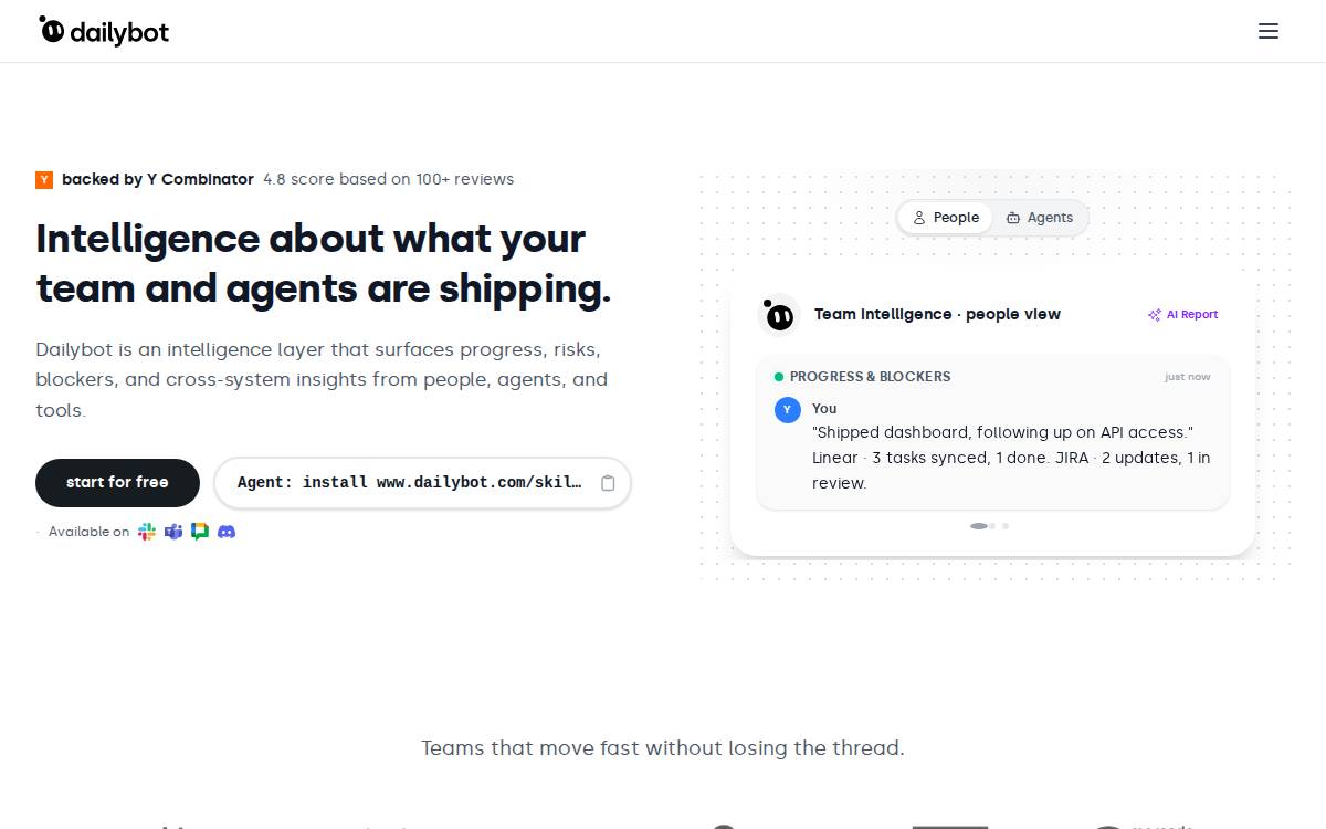 Dailybot website preview