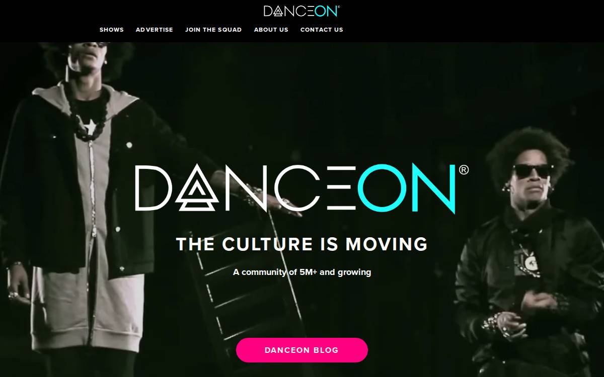 DanceOn website preview