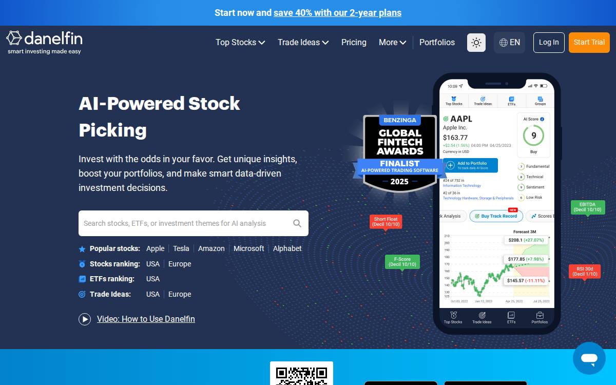 Danelfin website preview