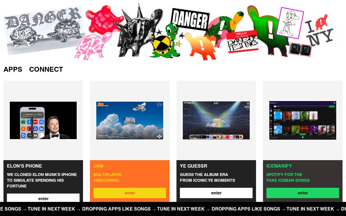 Danger Testing website preview