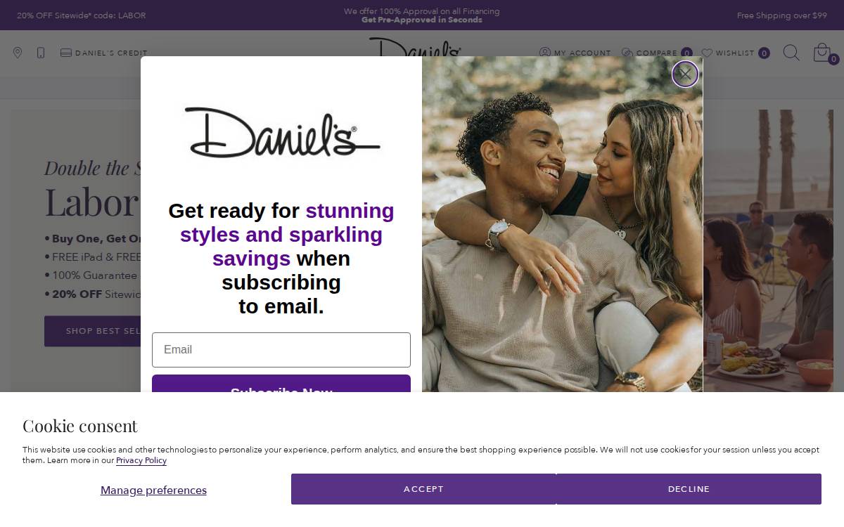 Daniel’s Jewelers website preview