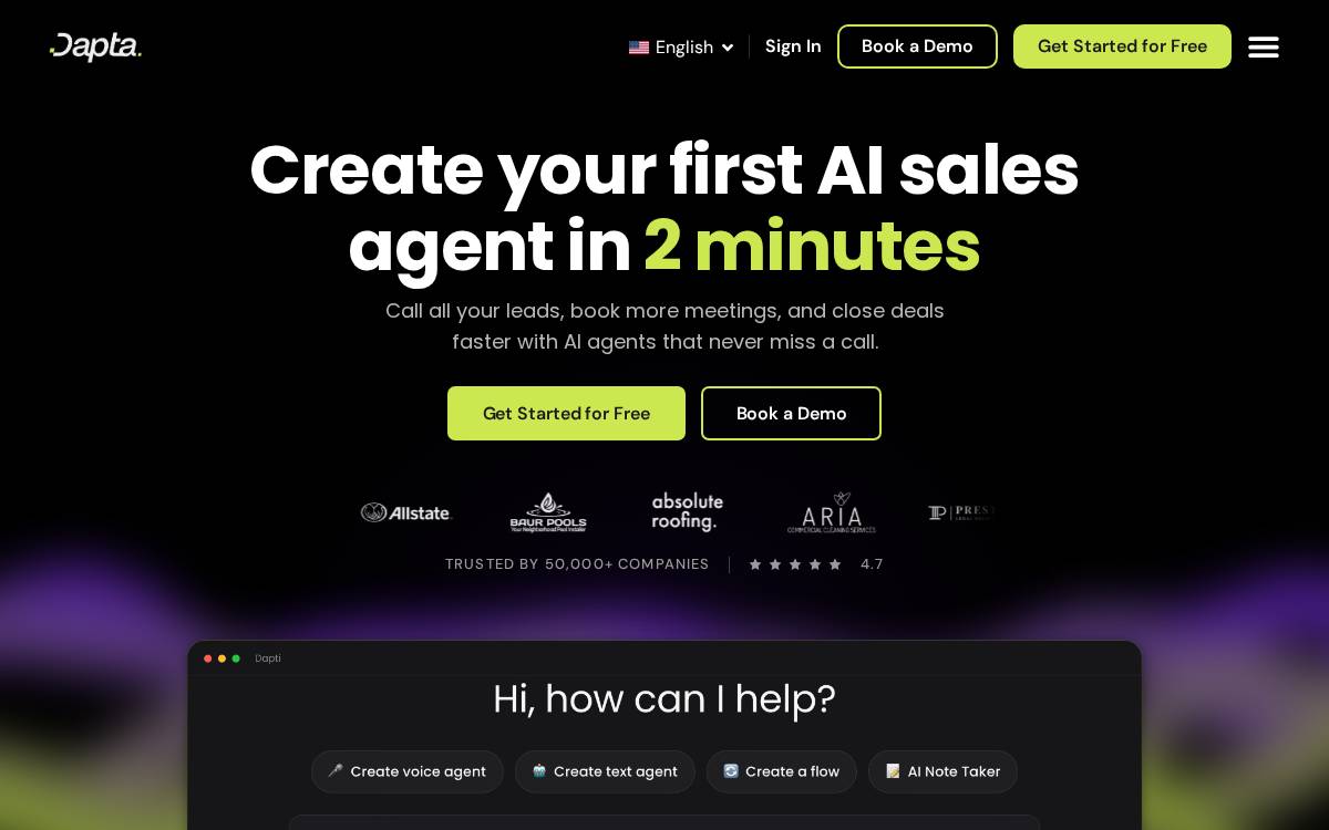 Dapta website preview