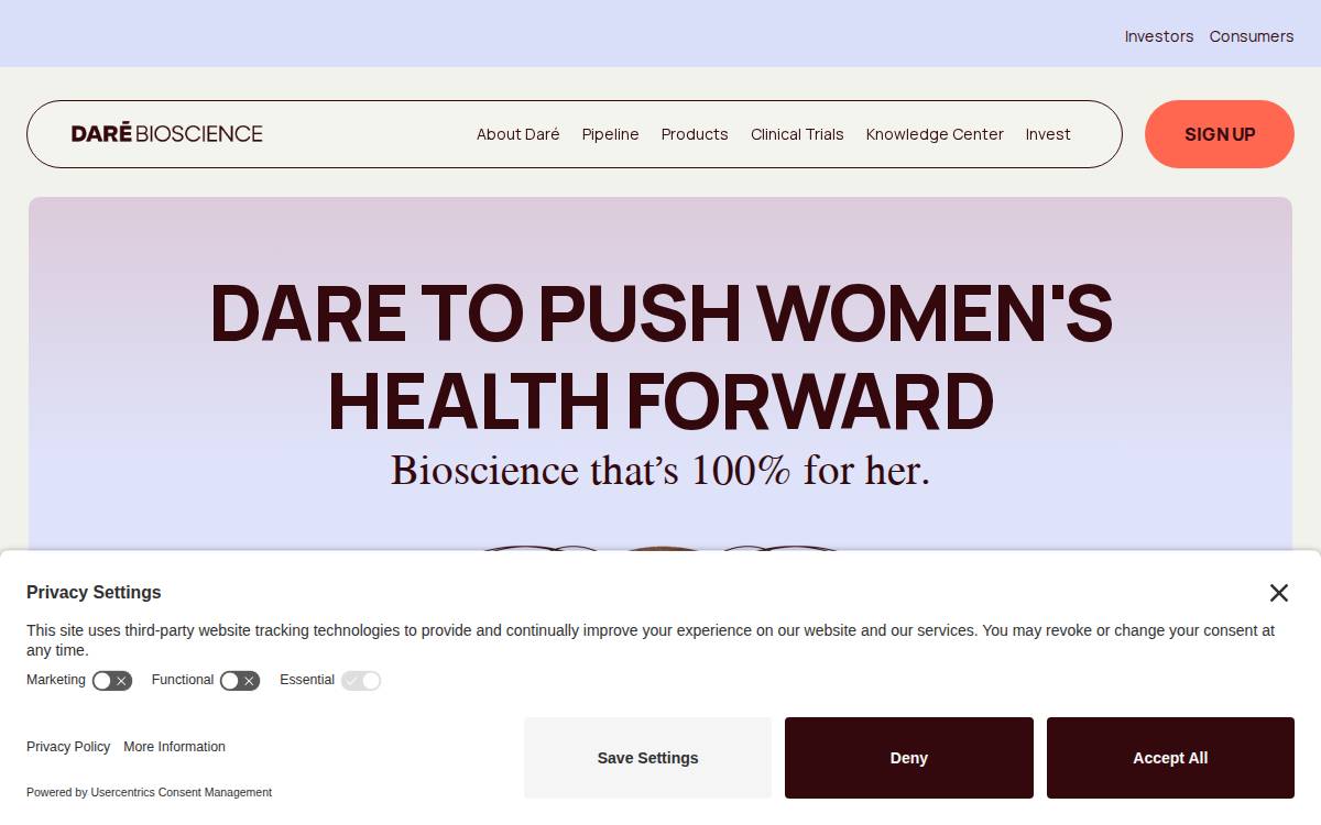 Dare Bioscience website preview