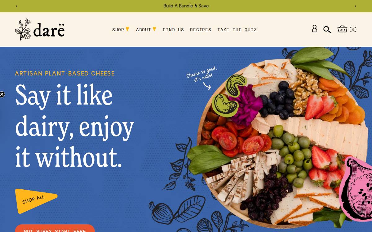 Dare Vegan Cheese website preview