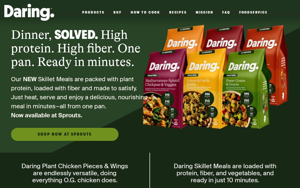 Daring Foods website preview