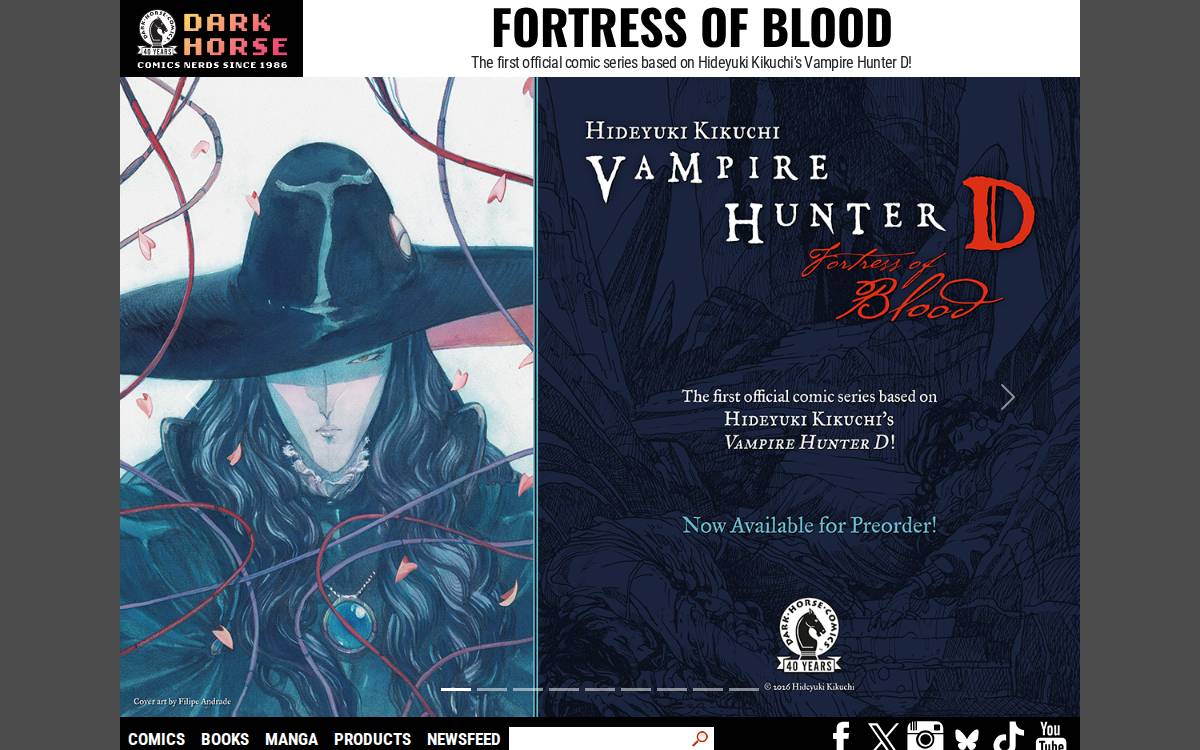 Dark Horse Comics website preview