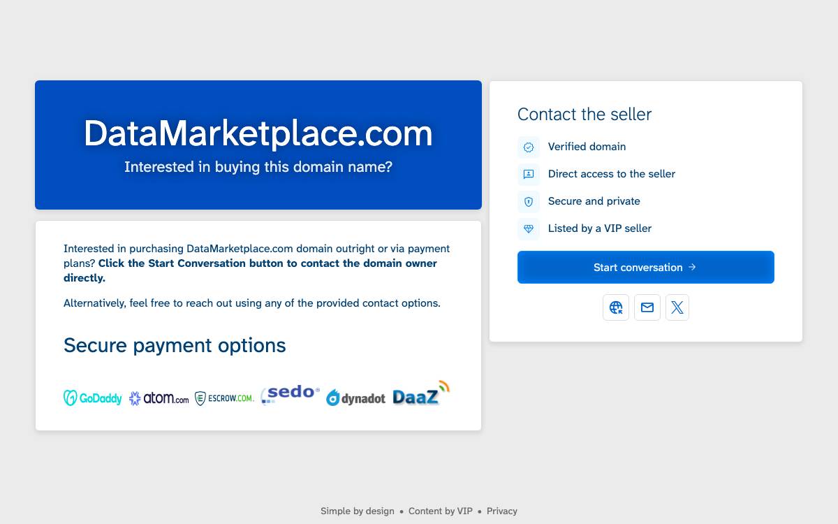 Data Marketplace website preview