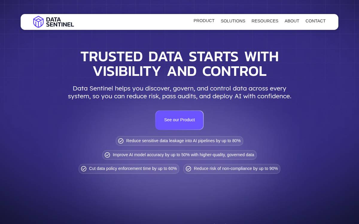 Data Sentinel website preview
