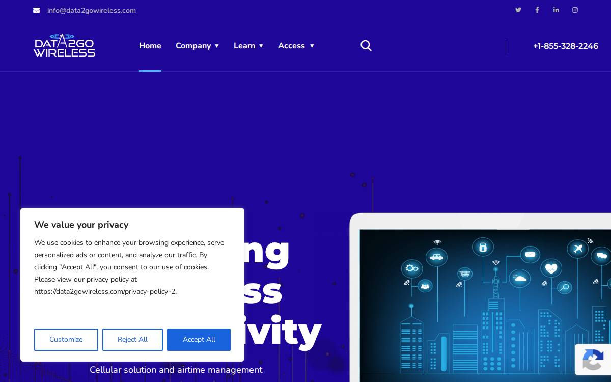 Data2Go Wireless website preview