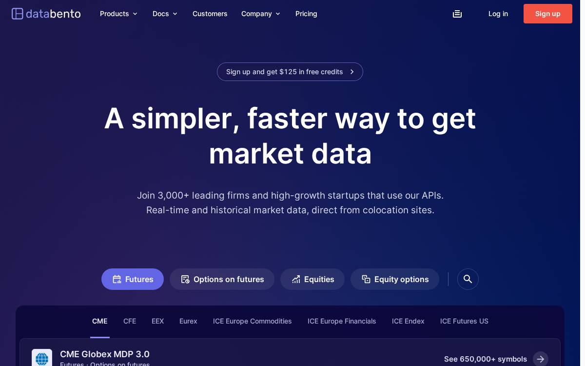 Databento website preview