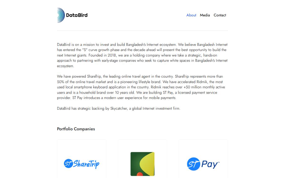 DataBird website preview