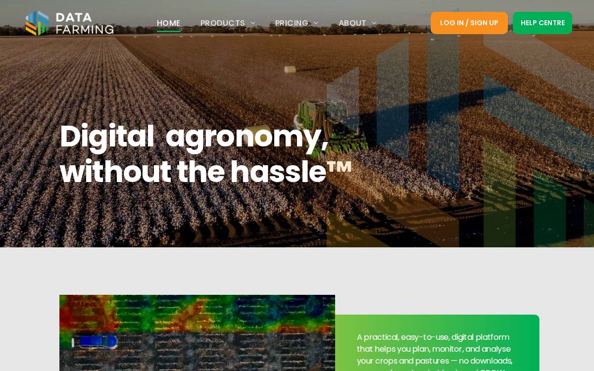 Datafarming website preview