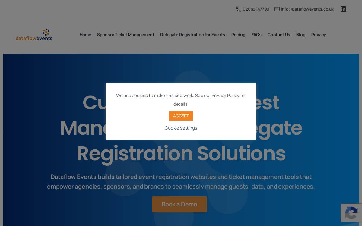 Dataflow Events website preview