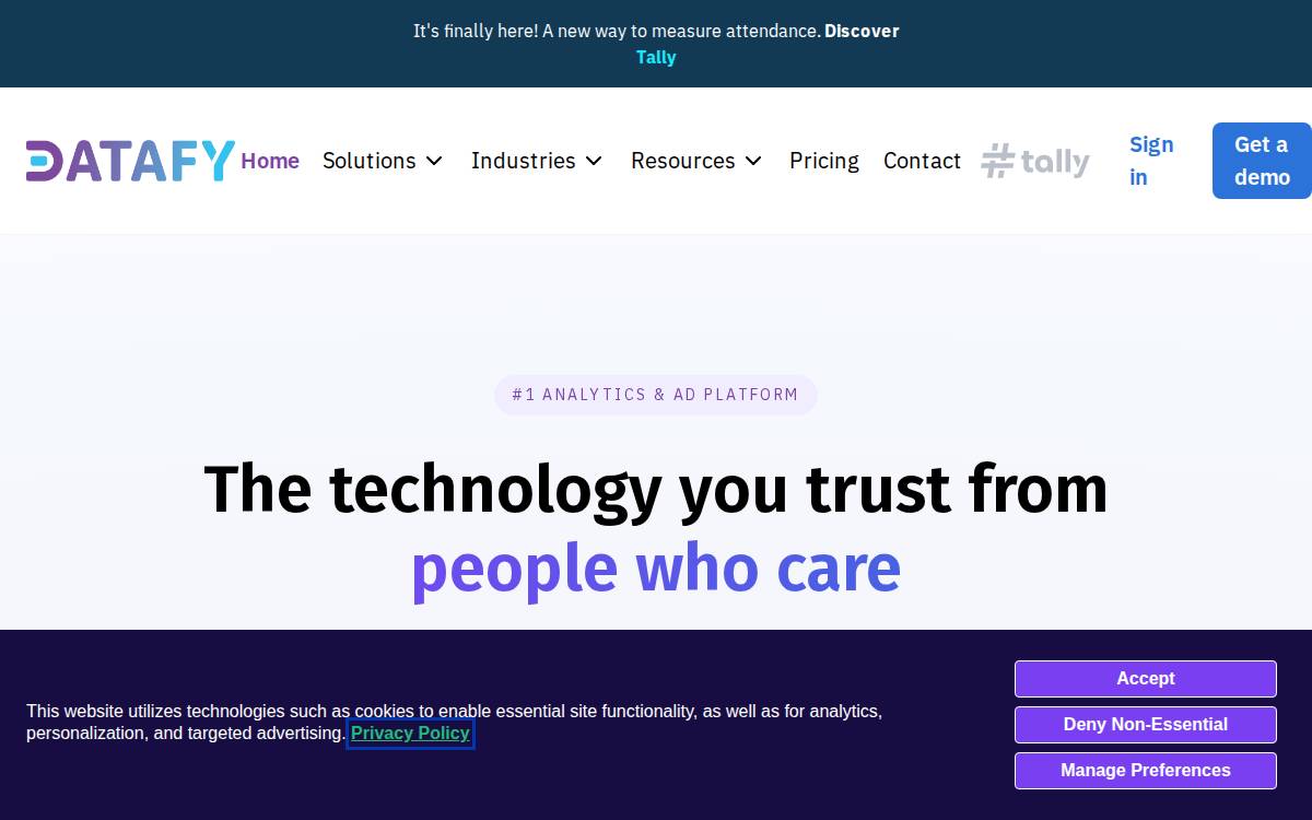 Datafy website preview