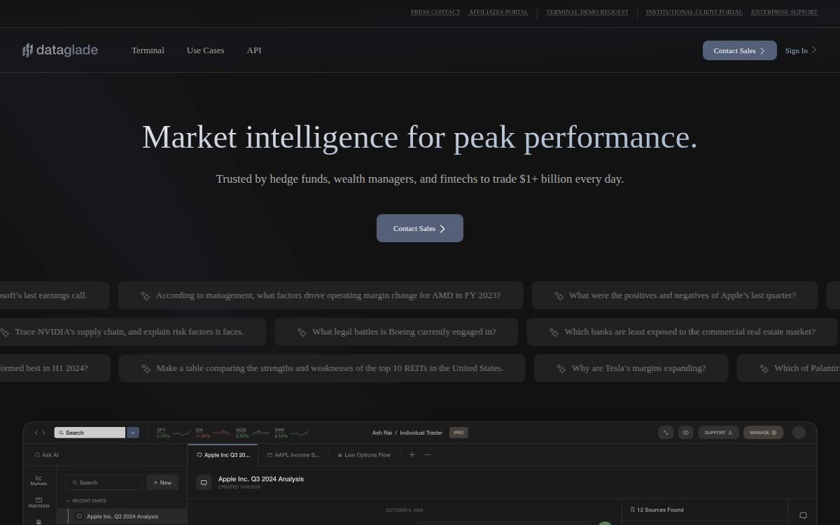 Dataglade website preview