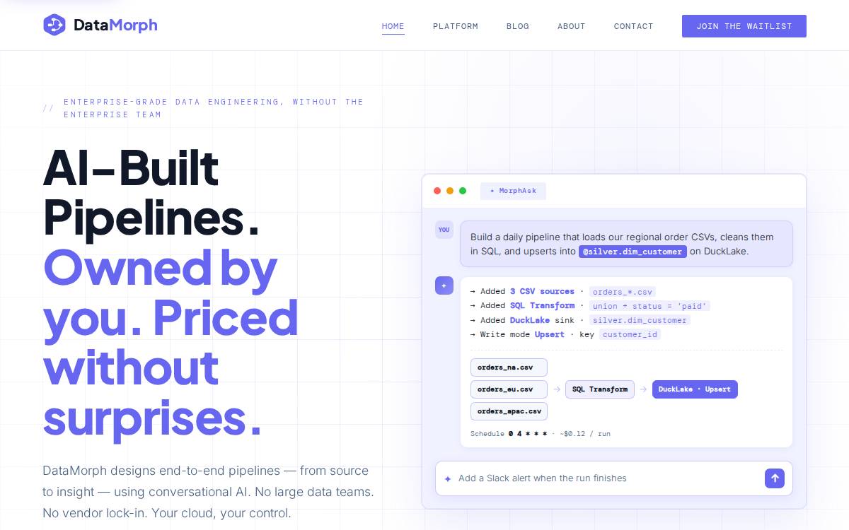 Datamorph website preview