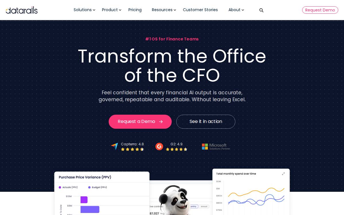 Datarails website preview