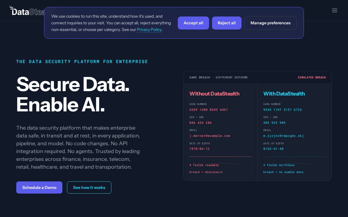 DataStealth website preview