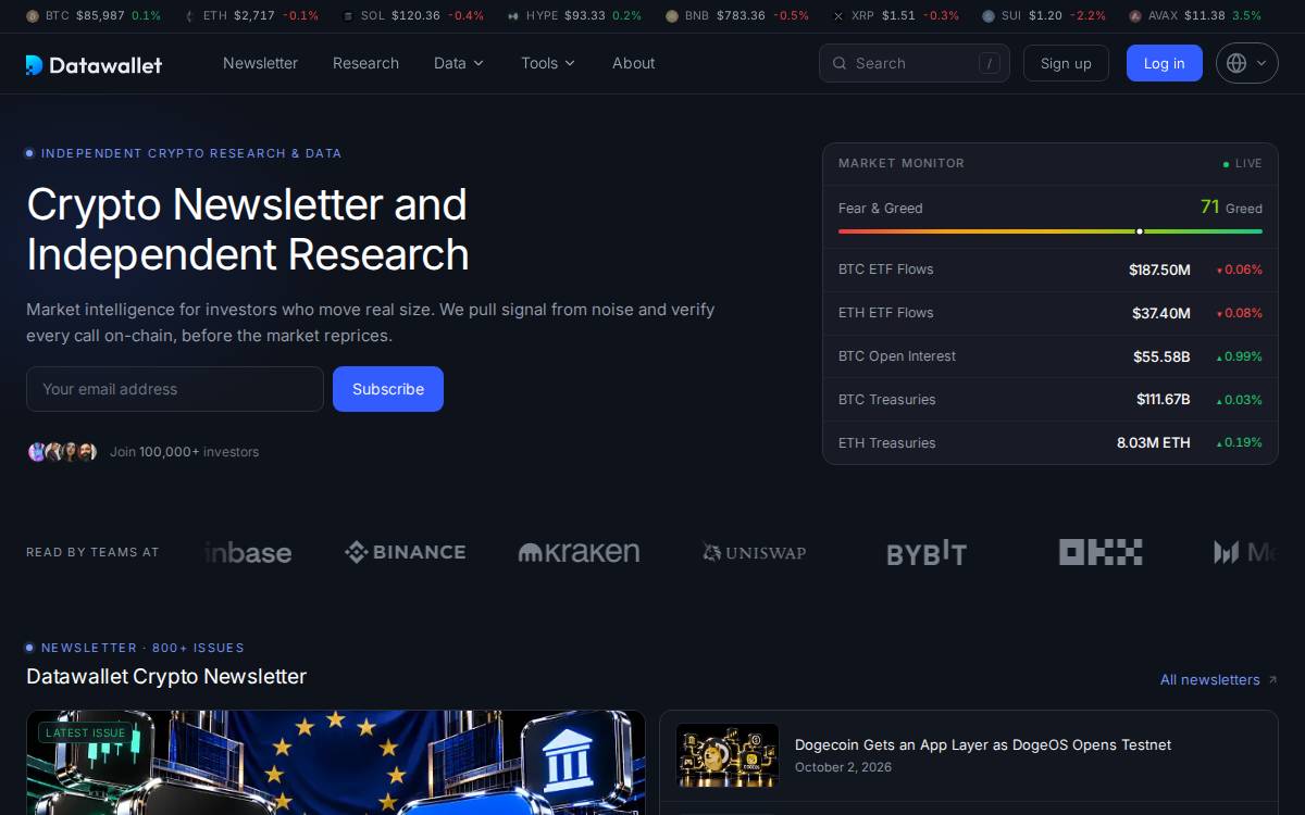 Datawallet website preview