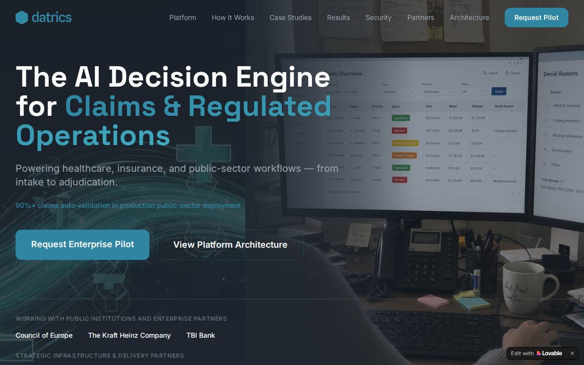 Datrics website preview
