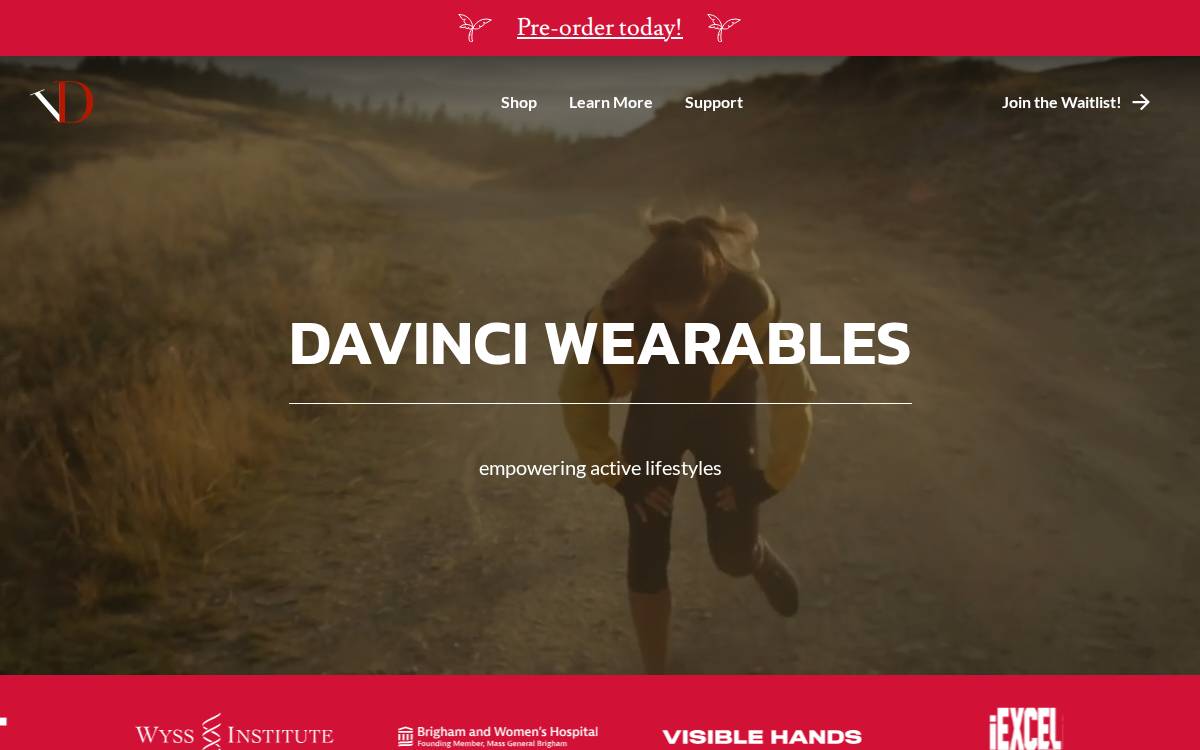 DaVinci Wearables website preview