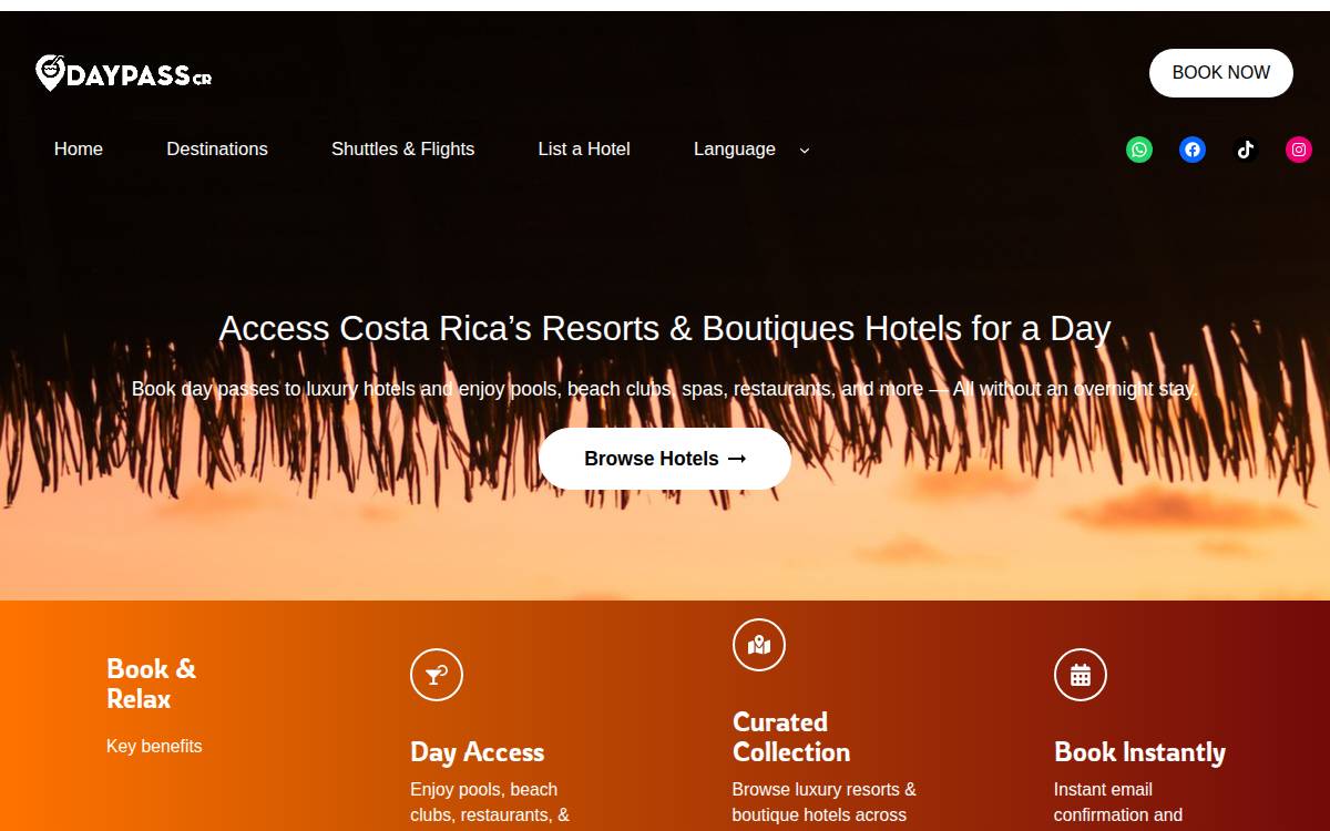 Day Pass Costa Rica website preview