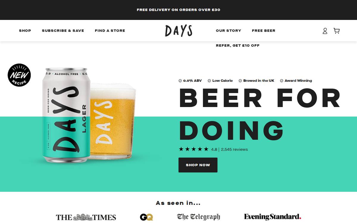 Days Brewing website preview