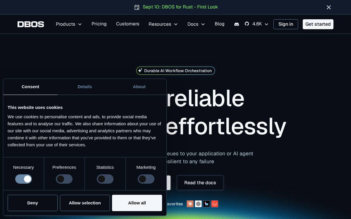 DBOS website preview