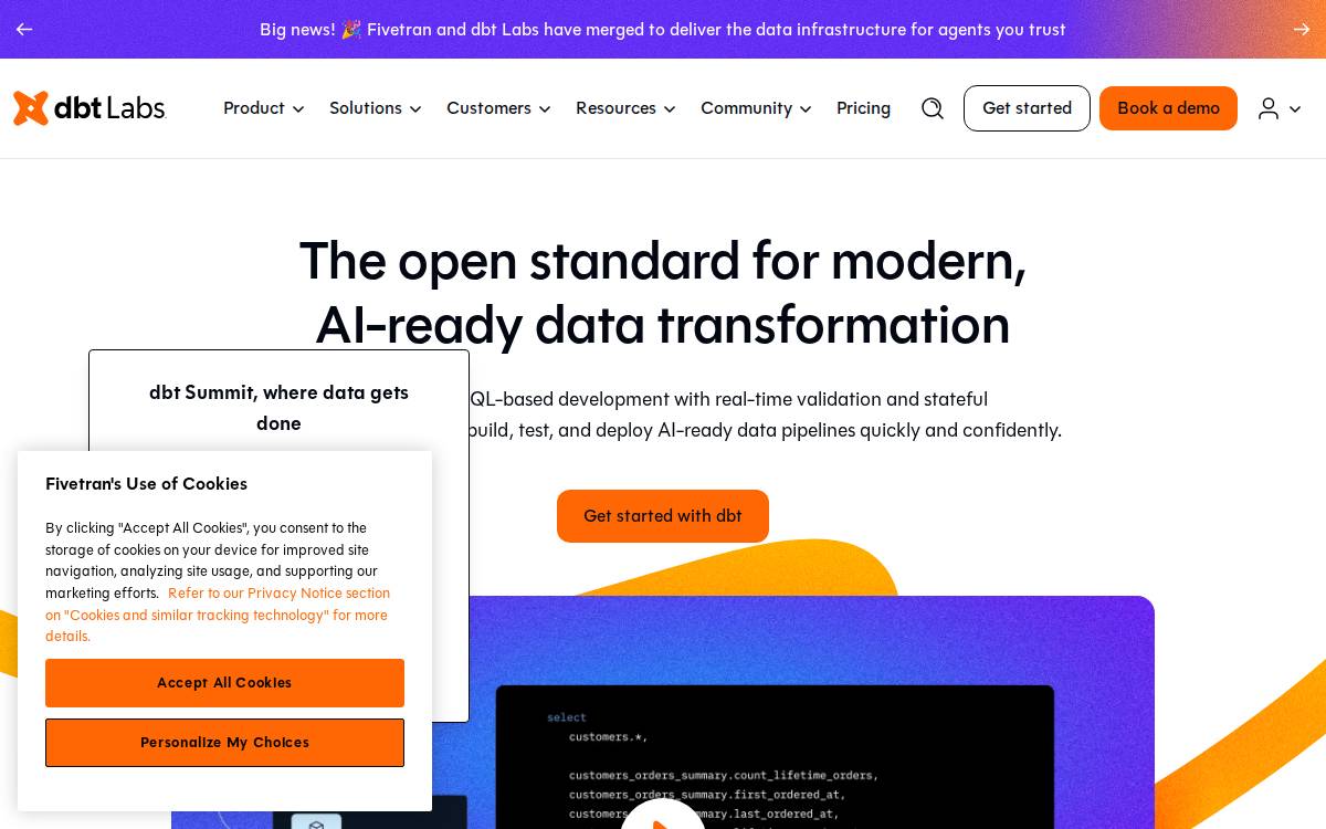 dbt Labs website preview