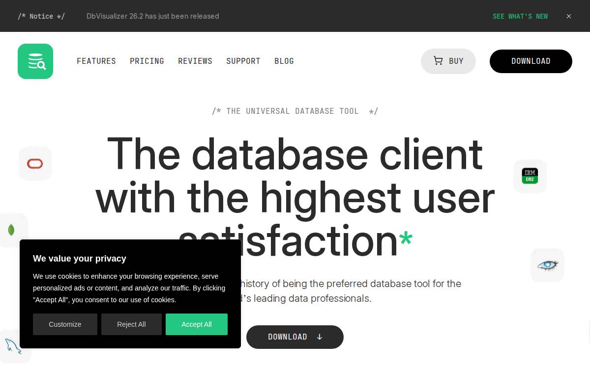 Dbvis website preview