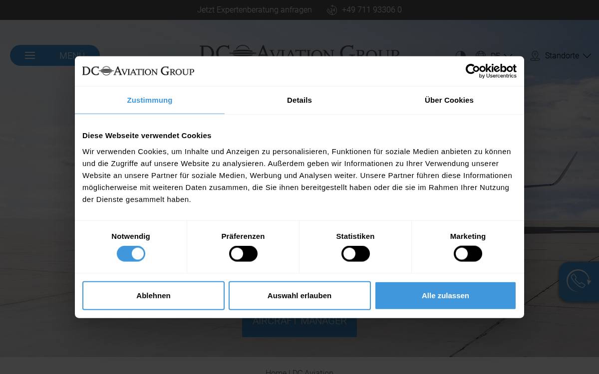 DC Aviation GmbH website preview