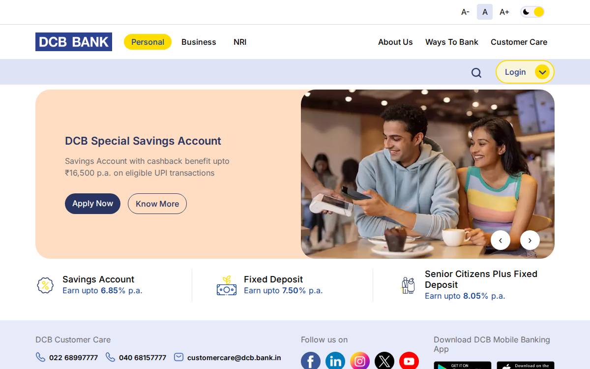 dcb-bank website preview