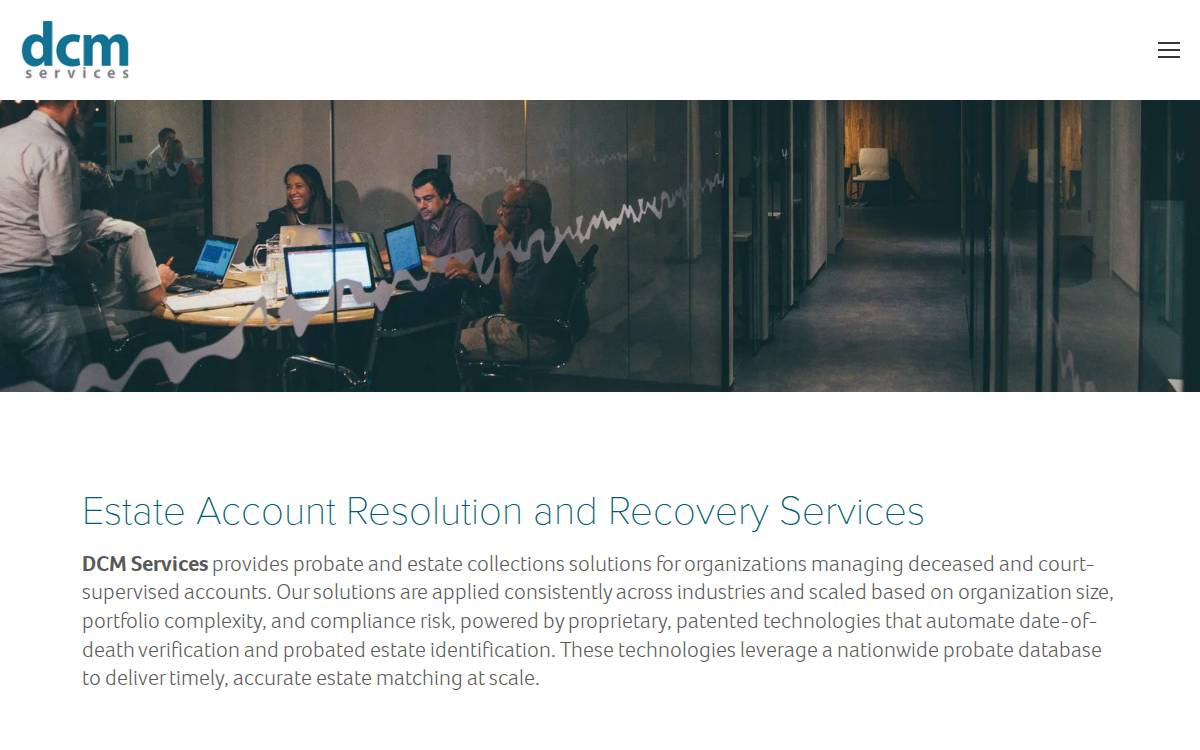 DCM Services website preview