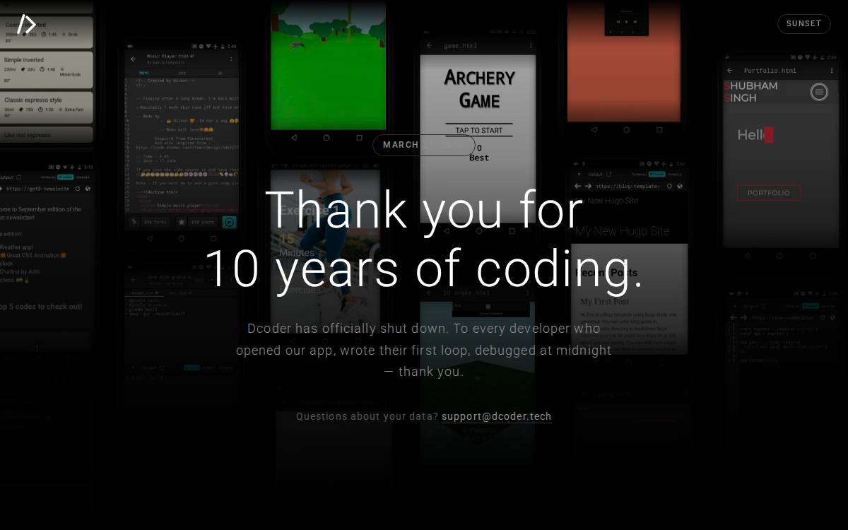 Dcoder website preview