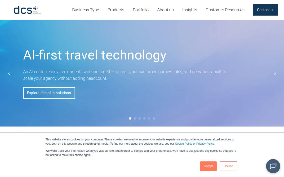 Dcs Travel Technologies website preview