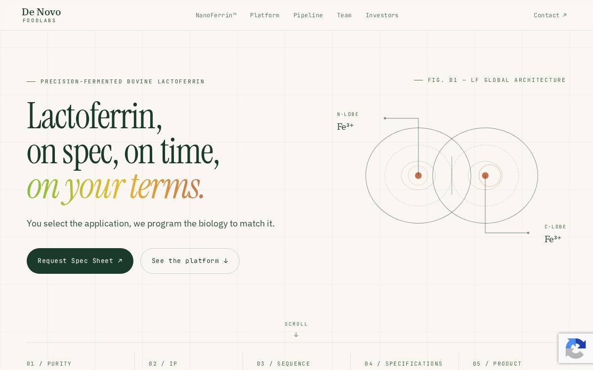De Novo Foodlabs website preview