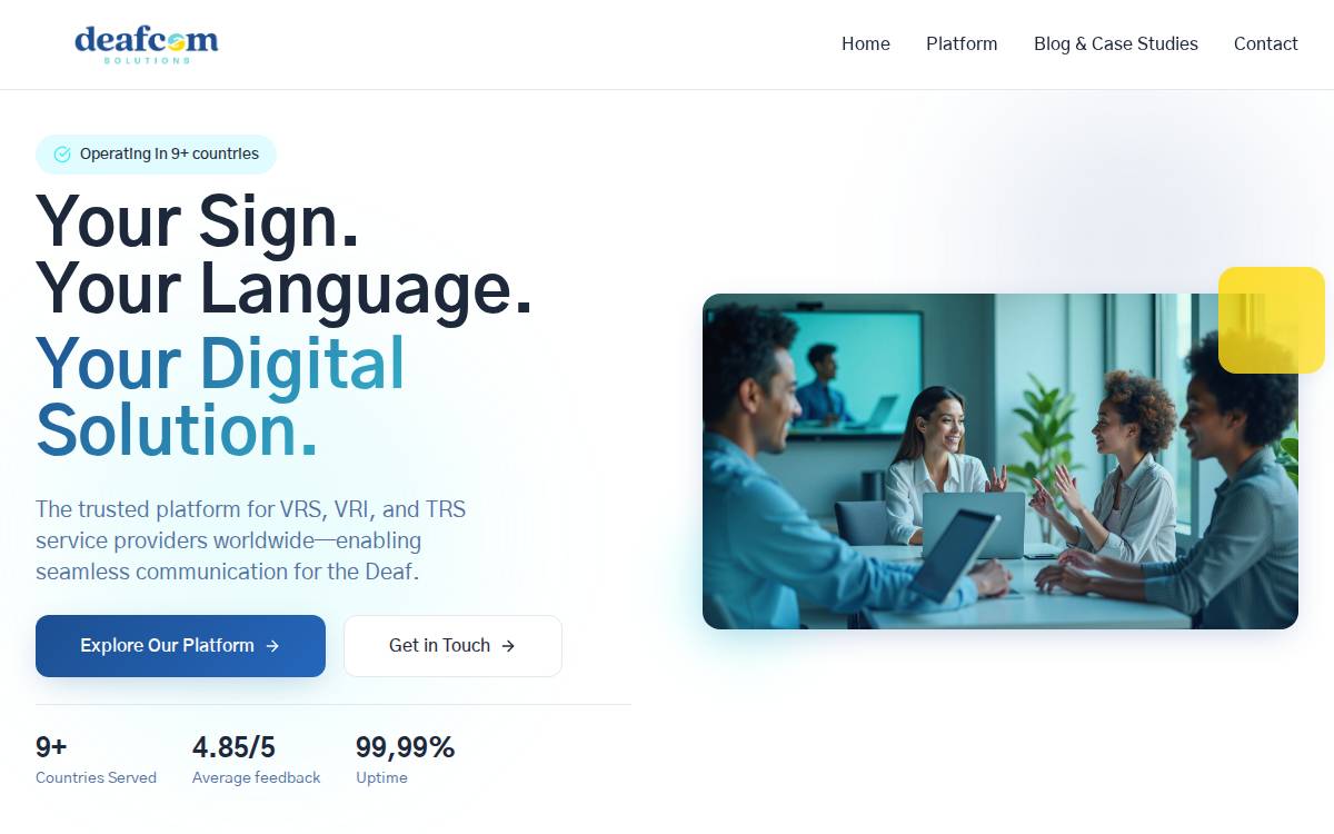 DEAFCOM website preview