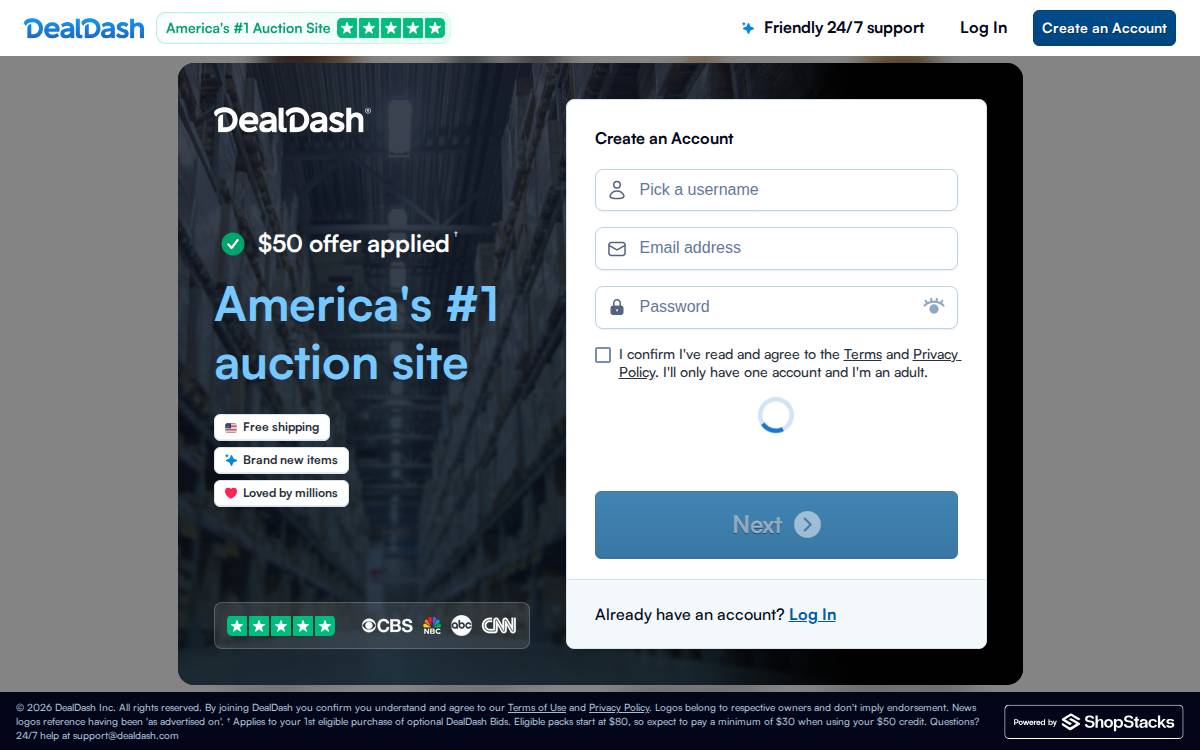 DealDash® website preview