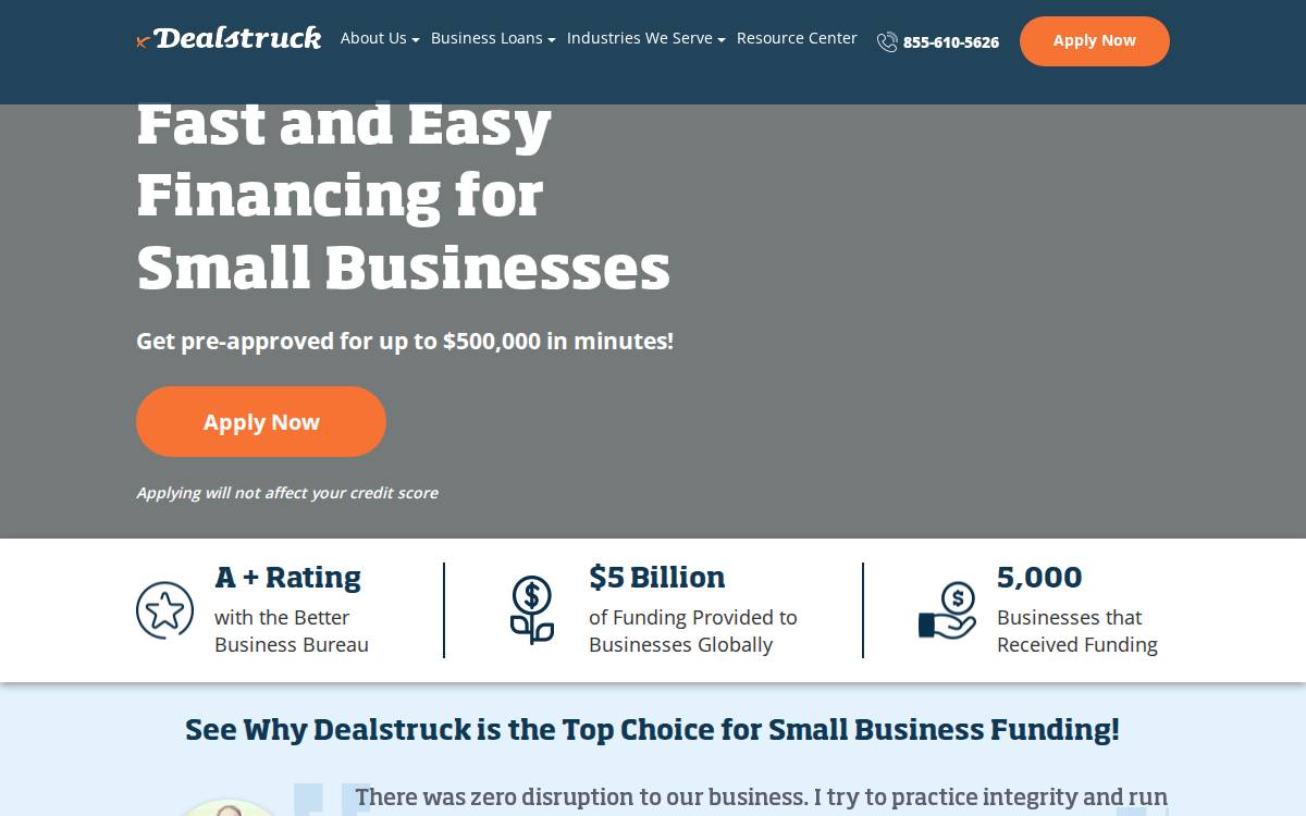 Dealstruck website preview