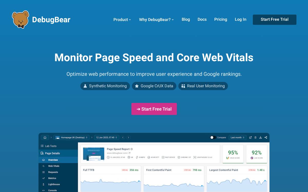 DebugBear website preview