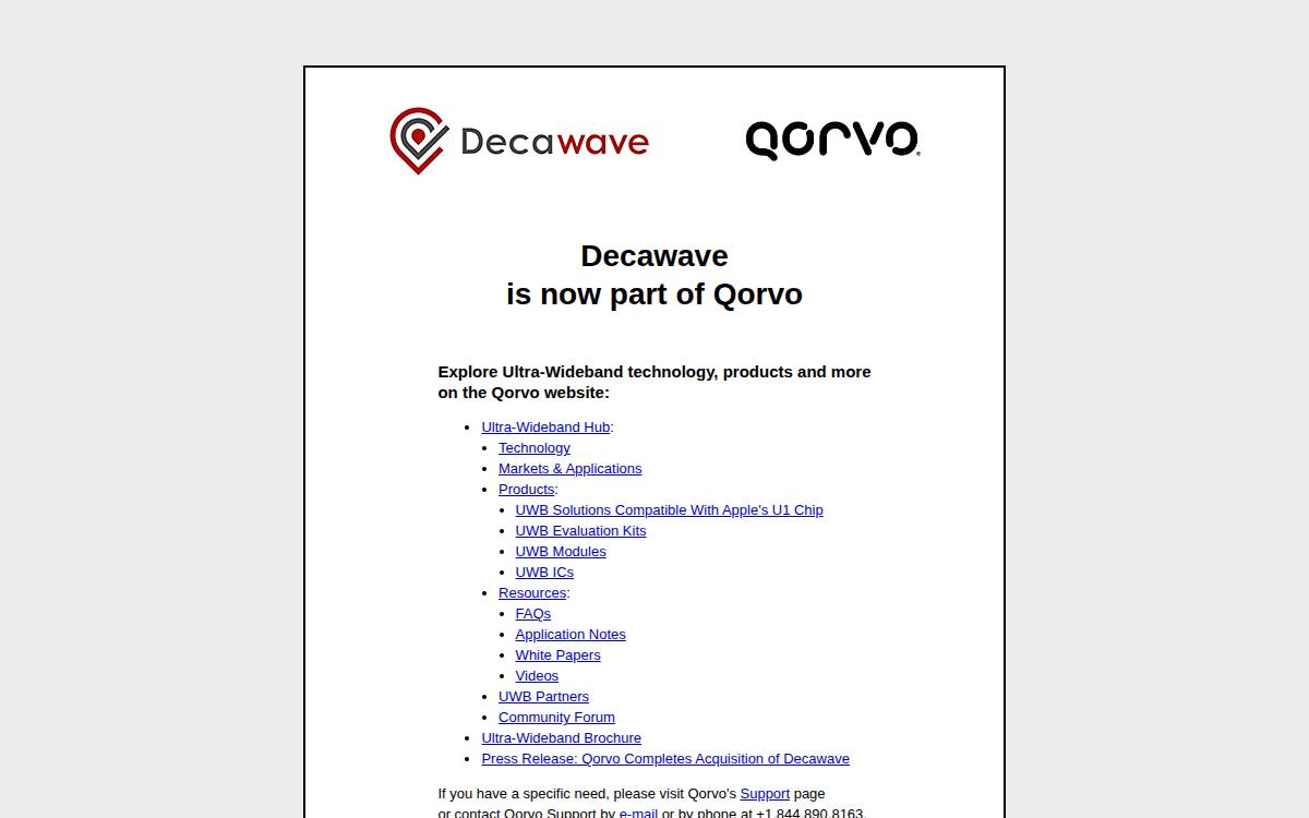 Decawave website preview