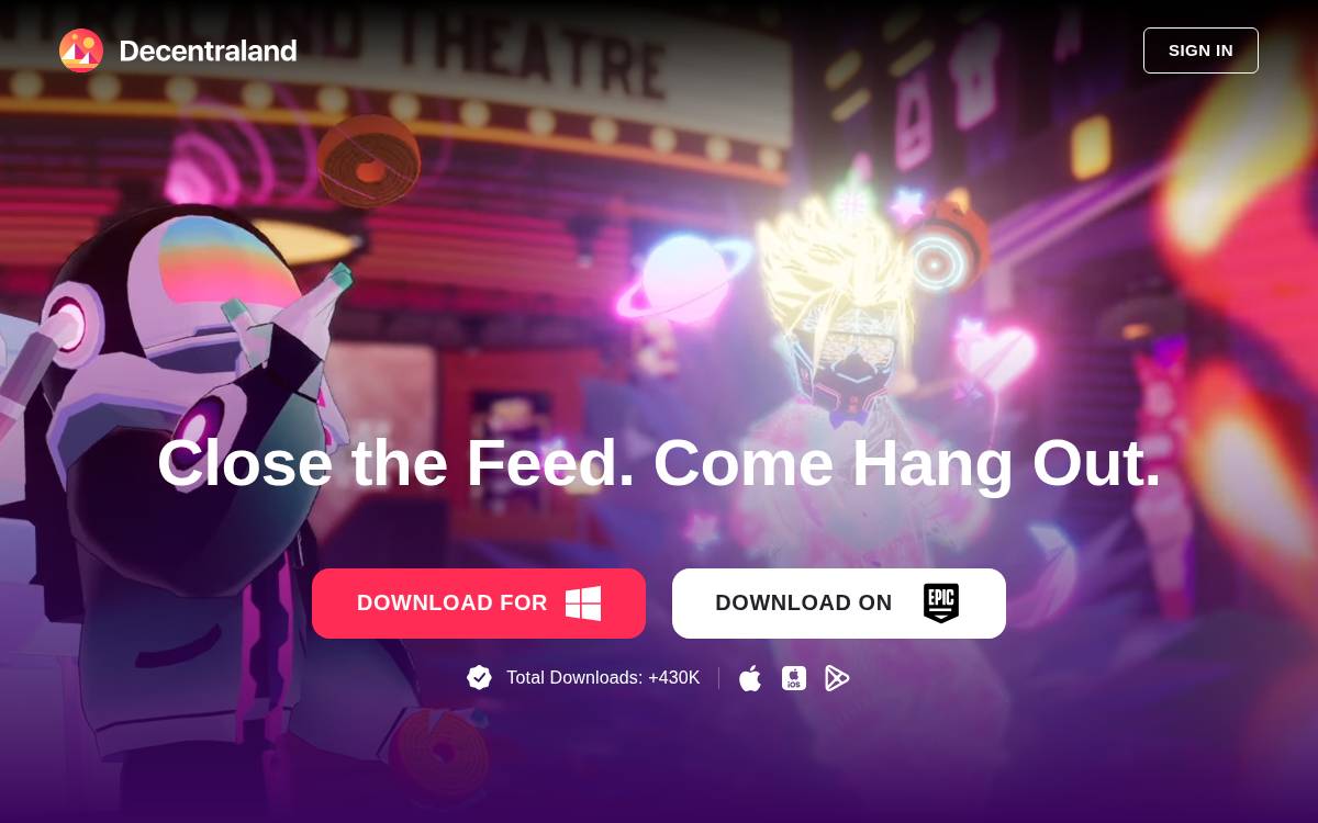 Decentraland website preview