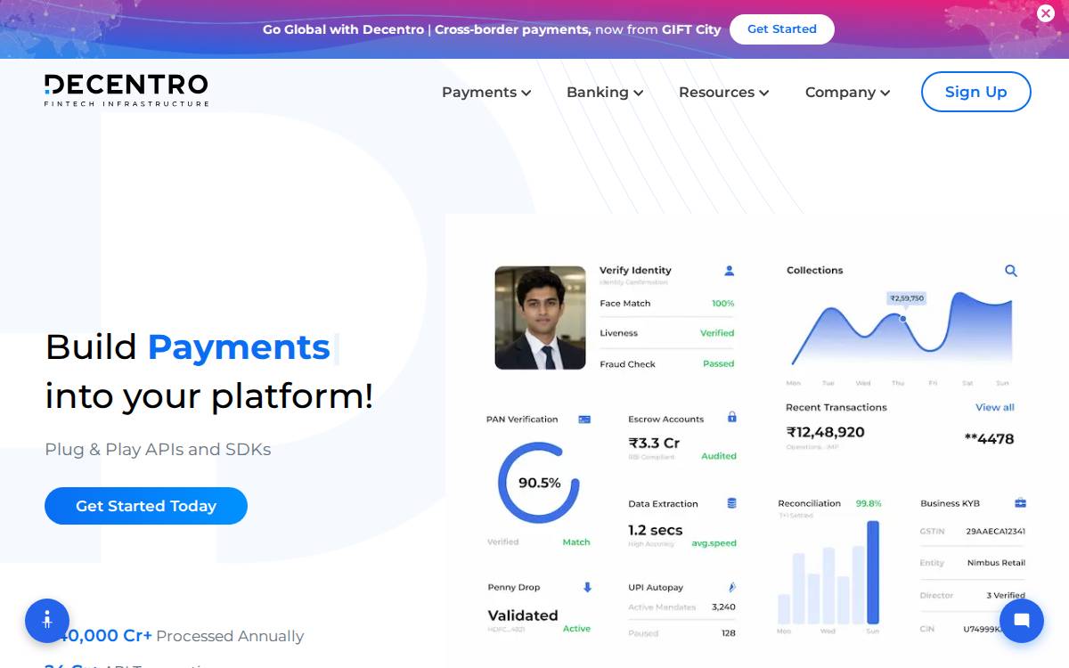 Decentro website preview