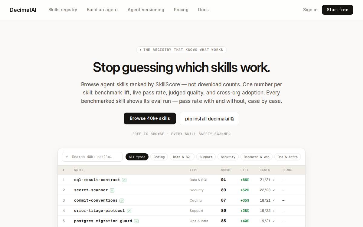 Decimal AI website preview