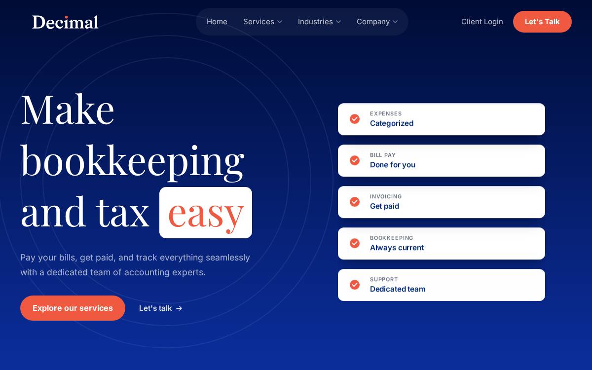 Decimal website preview