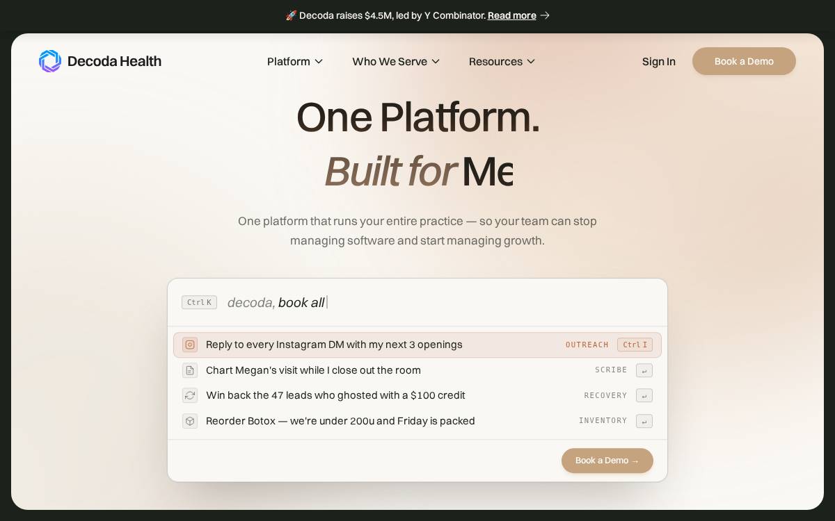 Decoda Health website preview
