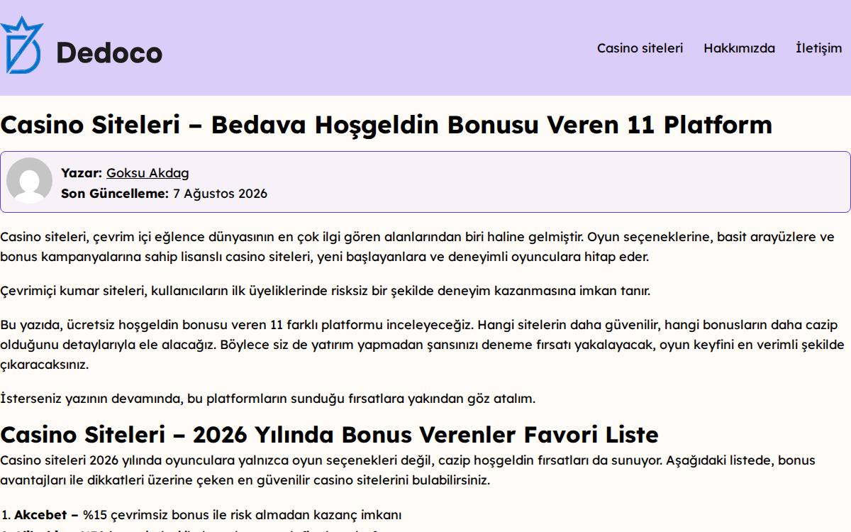 Dedoco website preview