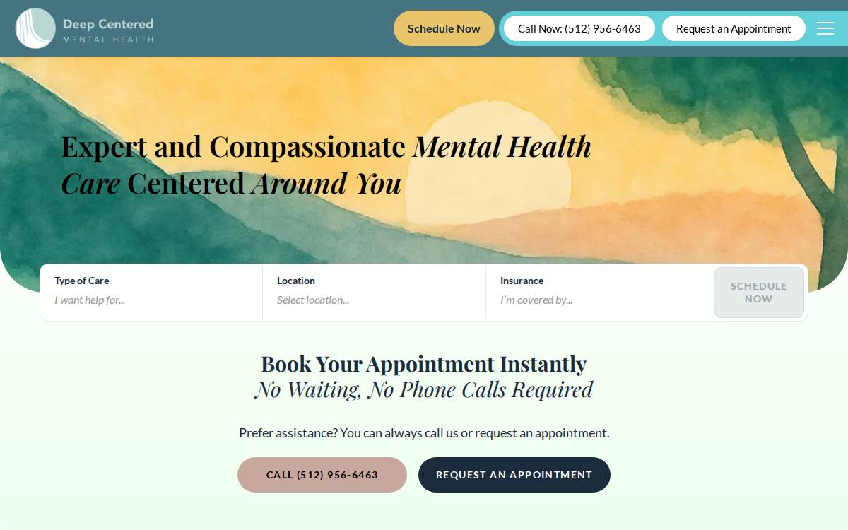 Deep Centered Mental Health website preview